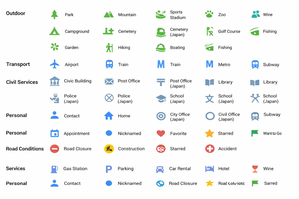 Icons for Places in Google Maps