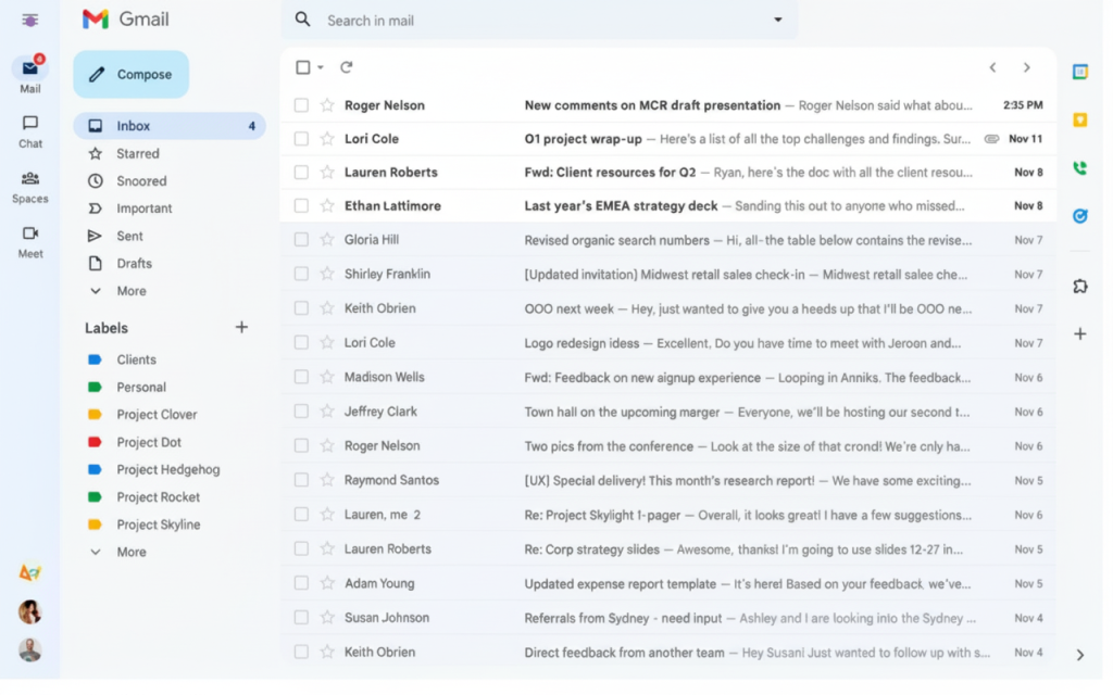 gmail interface 