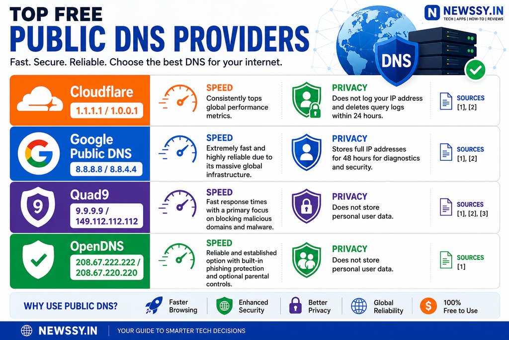 Top Free Public DNS Providers
